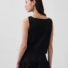 Poplin Boatneck Shell Tank Top