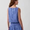 Poplin Boatneck Shell Tank Top