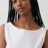 Poplin Boatneck Shell Tank Top