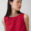 Poplin Boatneck Shell Tank Top