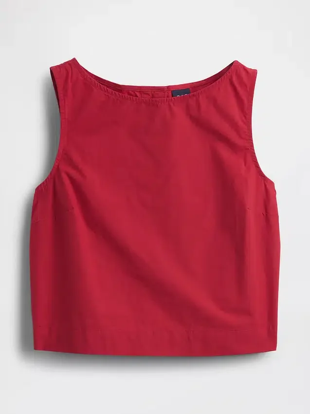 Poplin Boatneck Shell Tank Top