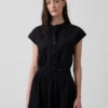 Poplin Cap-Sleeve Crop Shirt