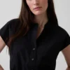 Poplin Cap-Sleeve Crop Shirt
