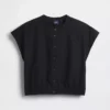 Poplin Cap-Sleeve Crop Shirt