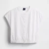 Poplin Cap-Sleeve Crop Shirt