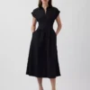 Poplin Cinched Midi Shirtdress