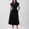 Poplin Cinched Midi Shirtdress