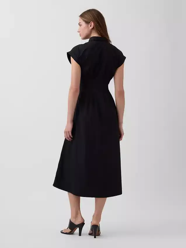 Poplin Cinched Midi Shirtdress