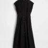 Poplin Cinched Midi Shirtdress