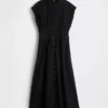 Poplin Cinched Midi Shirtdress