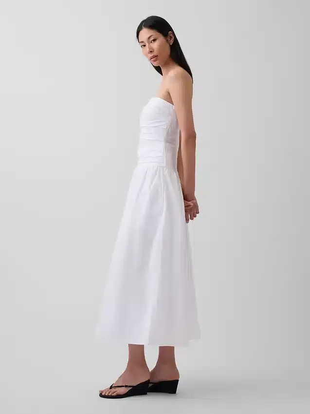 Poplin Drop-Waist Maxi Dress
