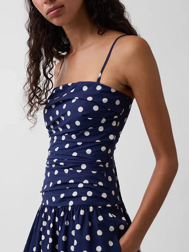 Poplin Drop-Waist Maxi Dress