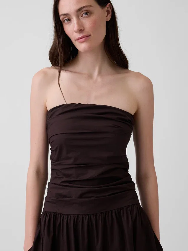 Poplin Drop-Waist Maxi Dress