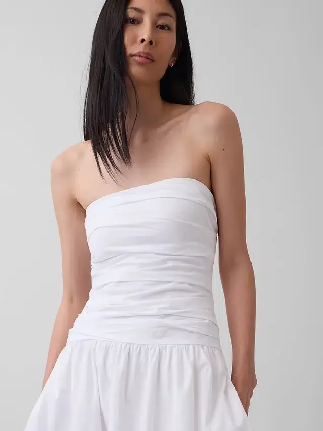 Poplin Drop-Waist Maxi Dress
