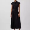 Poplin Drop-Waist Maxi Shirtdress