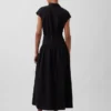Poplin Drop-Waist Maxi Shirtdress