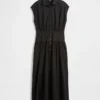 Poplin Drop-Waist Maxi Shirtdress