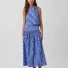 Poplin Drop-Waist Maxi Skirt