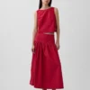 Poplin Drop-Waist Maxi Skirt