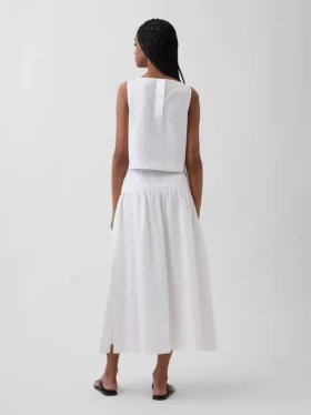 Poplin Drop-Waist Maxi Skirt