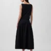 Poplin Drop-Waist Maxi Skirt