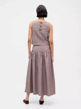 Poplin Drop-Waist Maxi Skirt