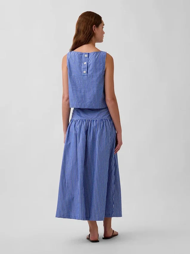 Poplin Drop-Waist Maxi Skirt