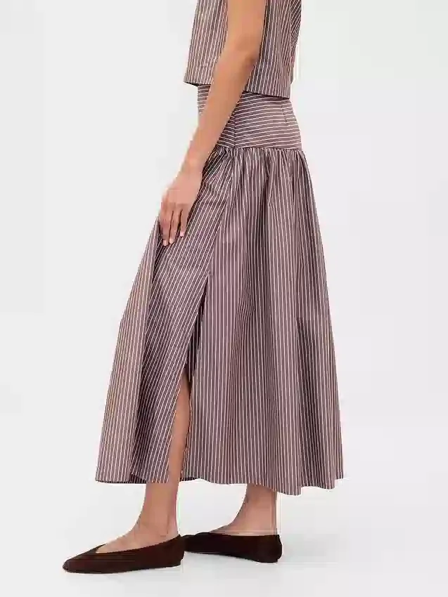 Poplin Drop-Waist Maxi Skirt
