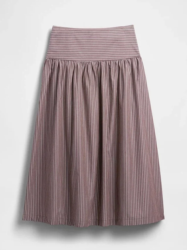Poplin Drop-Waist Maxi Skirt