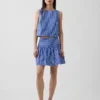 Poplin Drop-Waist Mini Skort