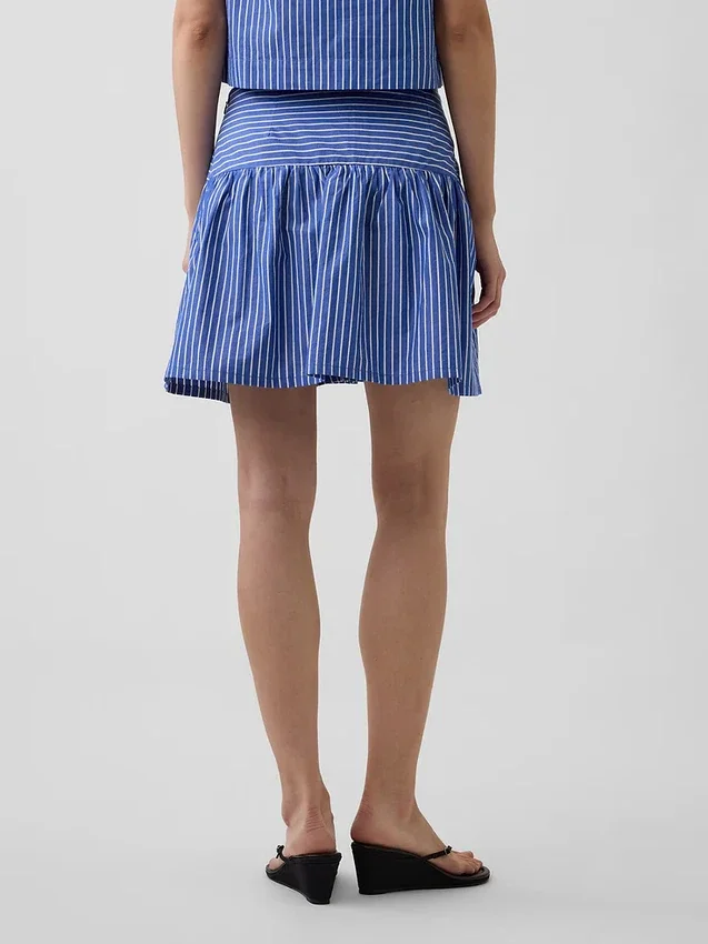 Poplin Drop-Waist Mini Skort
