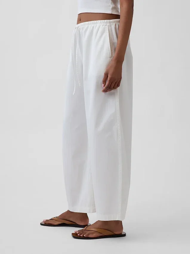 Poplin Easy Barrel Pants