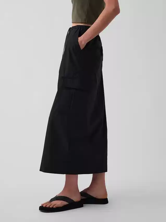 Poplin Easy Cargo Maxi Skirt
