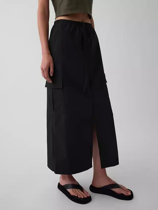 Poplin Easy Cargo Maxi Skirt