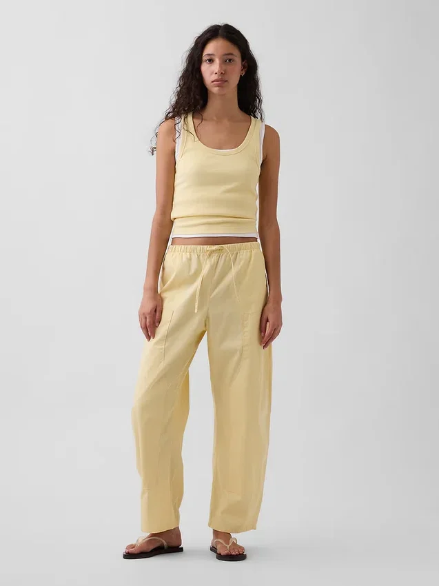 Poplin Easy Double-Knee Barrel Pants