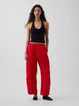 Poplin Easy Double-Knee Barrel Pants