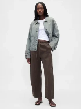 Poplin Easy Double-Knee Barrel Pants