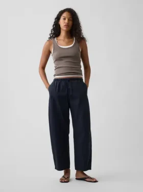 Poplin Easy Double-Knee Barrel Pants