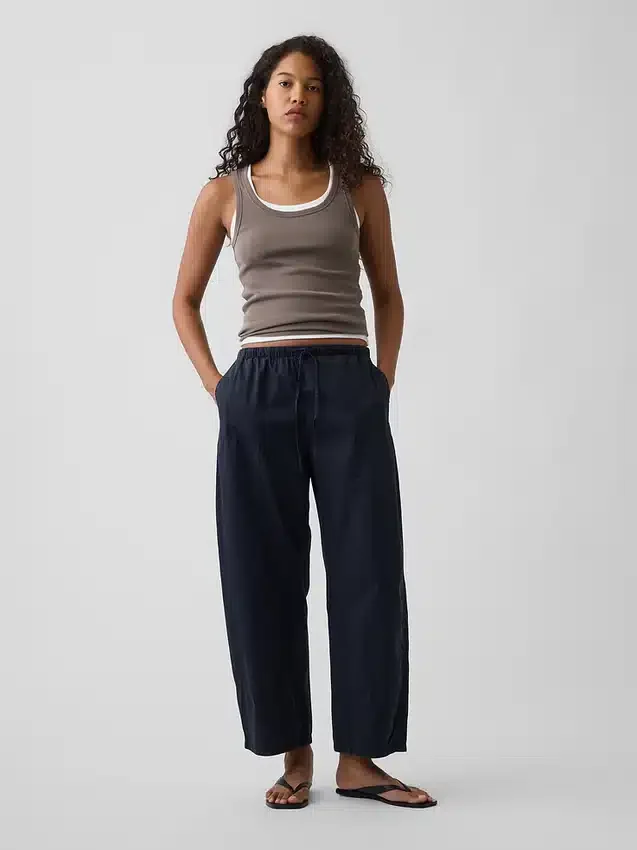 Poplin Easy Double-Knee Barrel Pants