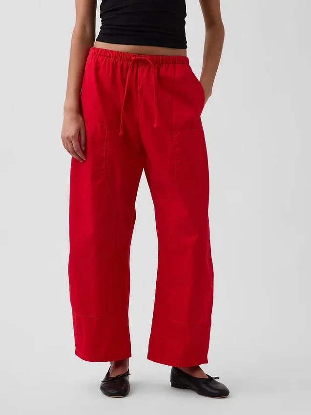 Poplin Easy Double-Knee Barrel Pants