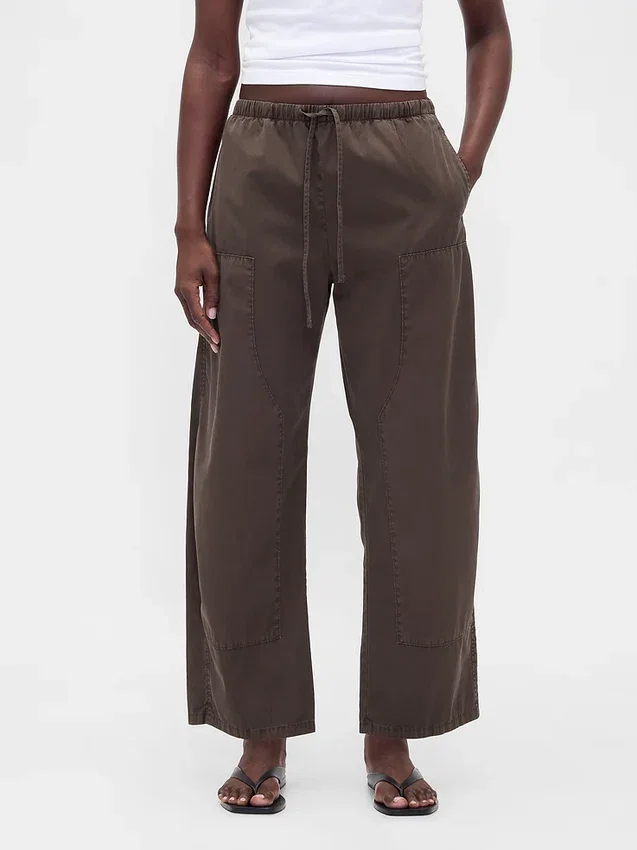 Poplin Easy Double-Knee Barrel Pants
