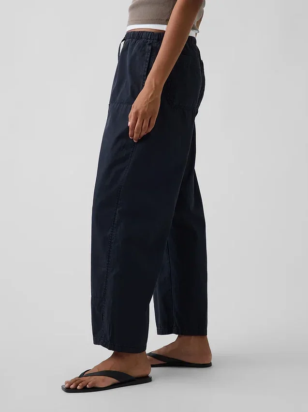 Poplin Easy Double-Knee Barrel Pants