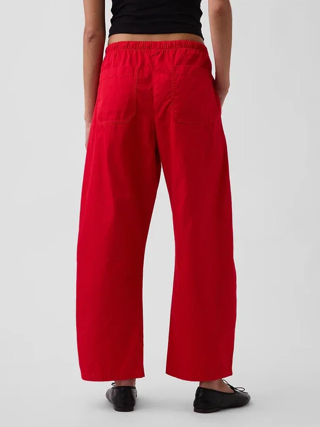 Poplin Easy Double-Knee Barrel Pants