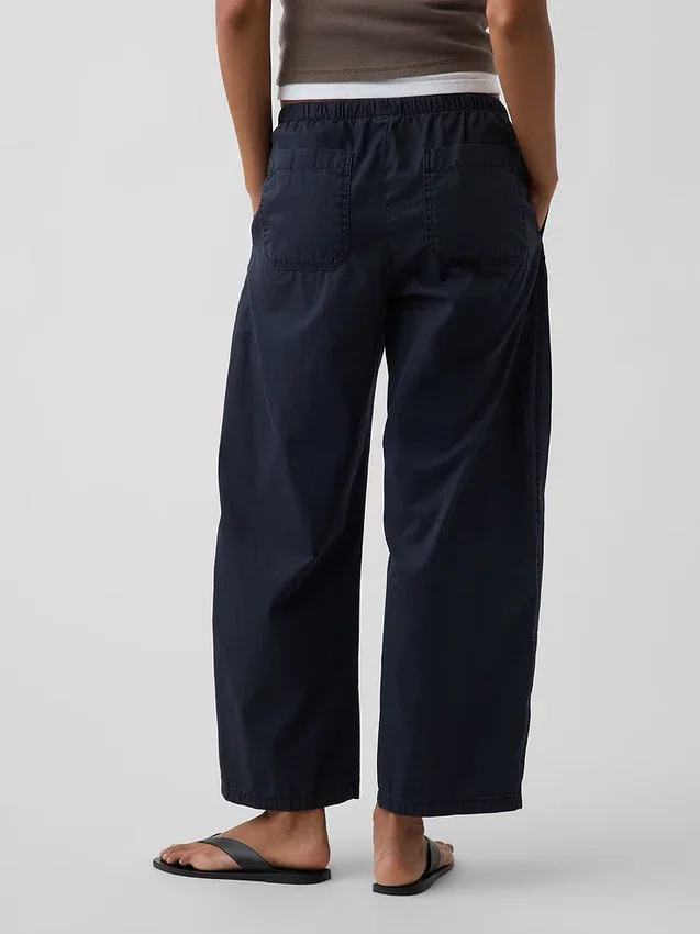 Poplin Easy Double-Knee Barrel Pants