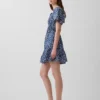 Poplin Flutter-Sleeve Mini Dress