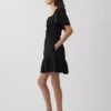 Poplin Flutter-Sleeve Mini Dress