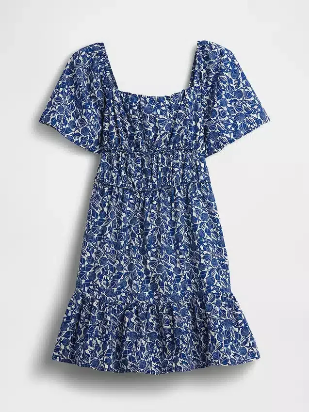 Poplin Flutter-Sleeve Mini Dress