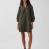 Poplin Henley Mini Dress