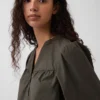 Poplin Henley Mini Dress