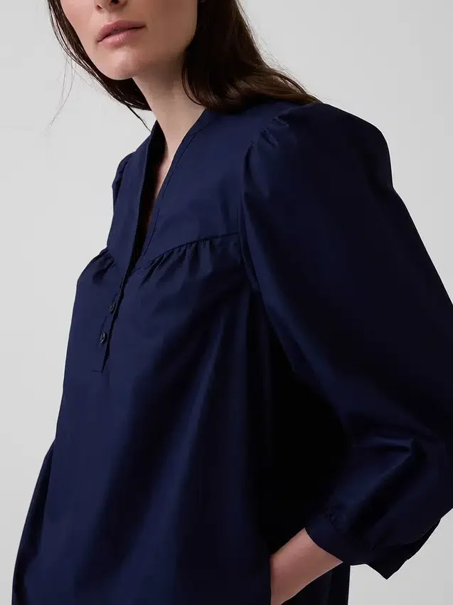 Poplin Henley Mini Dress